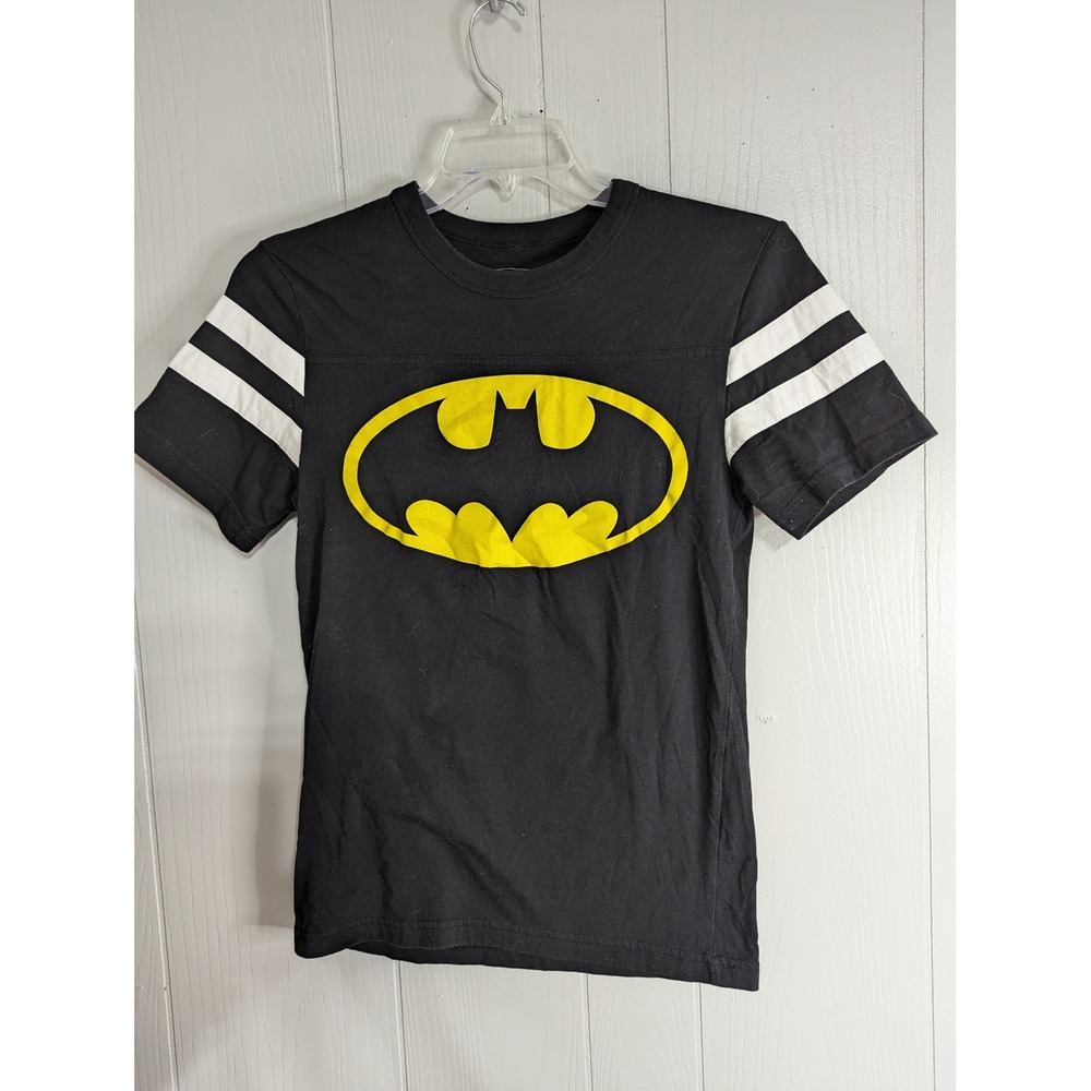 BATMAN‎ adult Small blackyellow jersey style T-shirt top Bat signal symbol